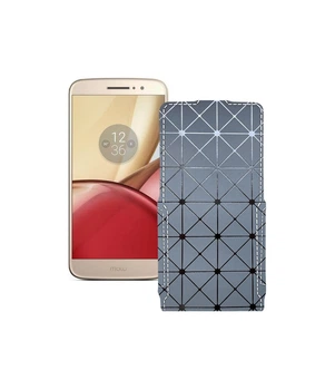 Чохол-флип з екошкіри для телефону Motorola Moto M (xt1663) Сірий ромб