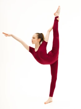 Детский комбинезон тренировочный с коротким рукавом Dance & Sport N 021-8 BF к/р бифлекс Бордо XL/128-134