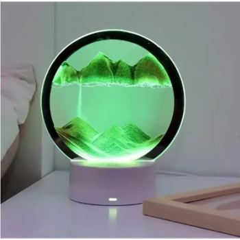 Настільна лампа нічник TOPA Пісочний годинник 3D картина Рухливий пісок RGB Зелений