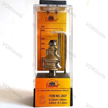 Фреза ГЛОБУС 2037 кромочная фигурная d8 D25 h25 R1.5