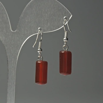 Серьги из сердолика цилиндрической формы, диаметр 8×15 мм, длина 37 мм, ida81872
