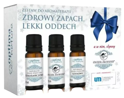 Zestaw do aromaterapii Optima Natura Zdrowy zapach Pomaranczowy 10 ml +  Zlodziei 10 ml + Sosnowy 10 ml (5905220730124)