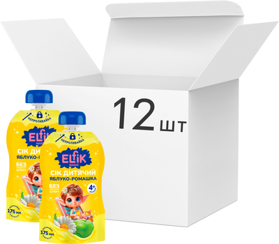 Упаковка дитячого соку Elfik Magic Яблуко-ромашка 175 мл х 12 шт (4820266361747)