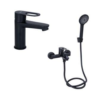 Комплект змішувачів для ванної кімнати Lidz Latwa 00 Black+Lidz Latwa 006 Black