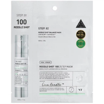 Укрепляющая тканевая маска для лица Vt Cosmetics Mild Reedle Shot 100 2-Step Mask (1Ea) 1.5 г + 25 г (8803463006037)