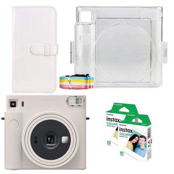Подарунковий набір камера миттєвого друку Fujifilm Instax Square SQ1 Chalk White / Чохол прозорий / Фотоальбом (80 фото) / Фотопапір (20 знімків)
