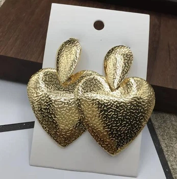 Сережки женские бижутерия "Сердца" рельефные jeweston золотого цвета