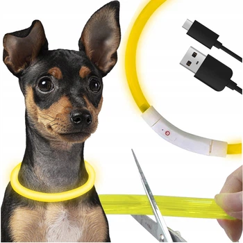 Ошейник для собак светодиодный светящийся Purlov аккумуляторный с USB Typ-C 70 x 1,2 см Желтый (24200)