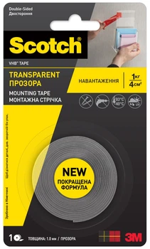 Двусторонняя акриловая клейкая лента 3M Scotch VHB 4910 9 мм х 2 м, толщина: 1 мм Прозрачная (0914-F-9-2.0)