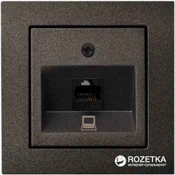 Комп'ютерна розетка Liregus Epsilon RJ45 5/6 категорія Антрацит (4770025873380)