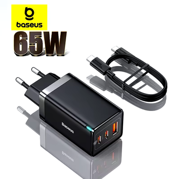 Зарядний пристрій BASEUS 65W GaN5 Pro + Кабель Type-C 100W Чорний