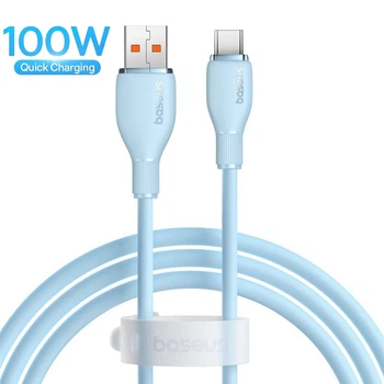 USB кабель з роз'ємом Type-C Baseus Pudding Series Fast Charging (2m, 100W, 6A, 480 Mbps). Blue