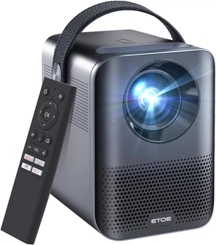 Портативний вуличний і внутрішній проектор ETOE A1172, Android TV 10.0, Native 1080P з Netflix, Google Play, Chromecast і голосовим управлінням, повністю герметичний оптичний модуль з Digtal Keystone, Zoom b1