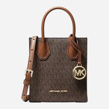 Сумка кросс-боди через плечо женская из искусственной кожи маленькая Michael Kors Mercer Extra-Small Logo 35T1GM9C0I Коричнева (194900487044)