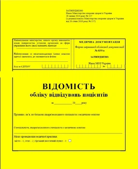 Ведомость учета посещений пациентов 20 листов