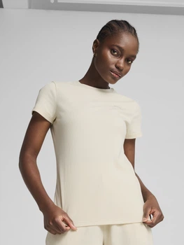 Футболка спортивная женская Puma Ess Elevated Rib Tee 68502187 S Молочная (4067983495939)