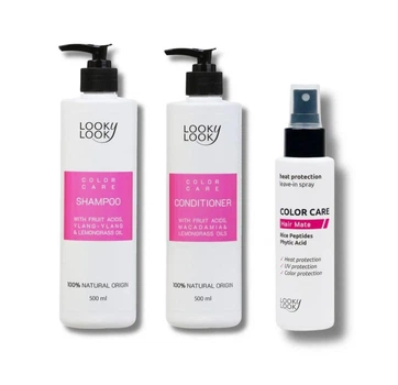Комплексний догляд для захисту кольору волосся Looky Look Color Care XL шампунь + кондиціонер + спрей-термозахист