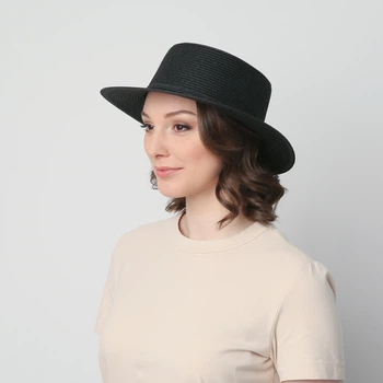 Шляпа женская канотье LuckyLOOK 817-808 One size Черный