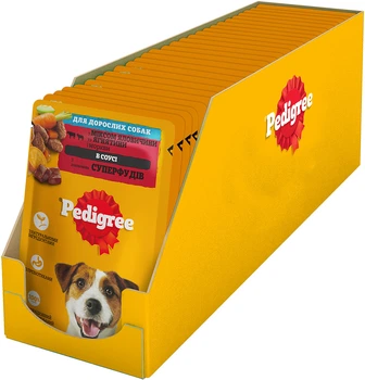 Упаковка влажного корма Pedigree говядина, ягненок, морковь в соусе 24х100г для собак (5900951262555)