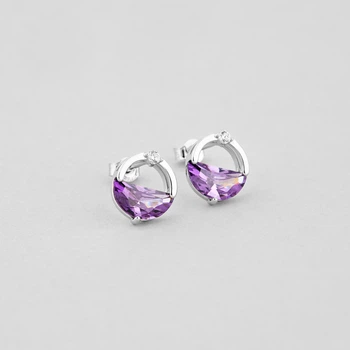 Серебряные серьги Minimal 21122-50р-dark purple