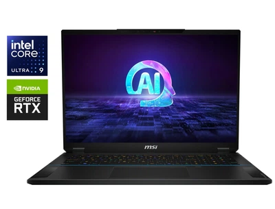 Игровой ноутбук MSI Stealth 18 AI Studio A1VHG / 18" (3840x2400) IPS / Intel Core Ultra 9 185H (16 (22) ядер по 1.8 - 5.1 GHz) / 32 GB DDR5 / 1000 GB SSD / nVidia GeForce RTX 4080, 12 GB GDDR6, 192-bit / WebCam б/у