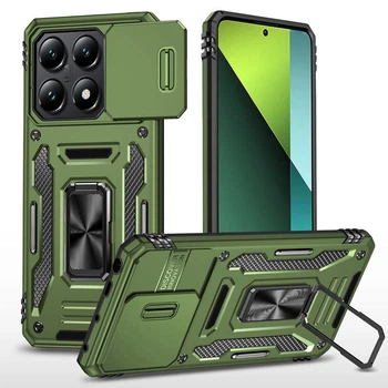 Чохол зі шторкою для камери Camshield Army Ring для Xiaomi 14T Pro, ударостійкий кейс з кільцем-тримачем та функцією підставки Army Green