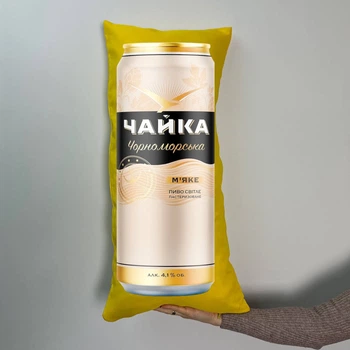 Подушка з принтом габардинова Чайка, жовта 35х75 (698)