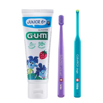 Набор Gum Junior 1006 от 6-12 лет (зубная паста 50 мл+зубная щетка+монопучковая зубная щетка)