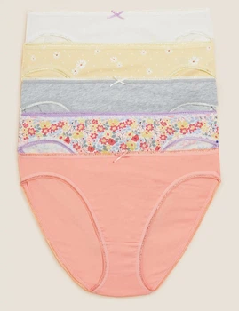 Набор женских хлопковых трусиков Marks&Spencer High legs 8(36) 5 шт peach mix разноцветный 0069