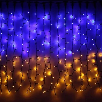 Гірлянда-штора світлодіодна "Прапор України", 420 Led, 2.4*1.2 м, прозорий шнур, жовто-синя
