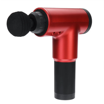 Ручний ударний масажер для тіла з 4 насадками Fascial Gun KH-320 Red