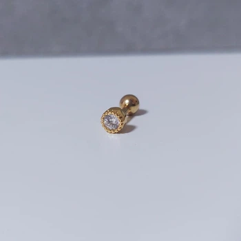 Серьга штанга для пирсинга уха, хряща, козелка, хеликса, трагуса DeKolie MK1197-41 золотой