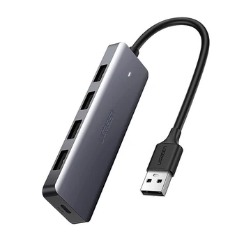 USB-хаб UGREEN CM219 USB 3.0 to 4хUSB 3.0 5Gbps + Micro-USB Power Port Space Gray (50985)