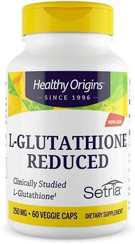 Глутатіон Healthy Origins L-Glutathione Setria знижений 250 мг, 60 капсул (HOG-41333)