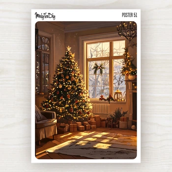 Стикерлист MriyTaDiy Poster 51 "Рождественский вечер", (10,5 см. х 14,8 см)
