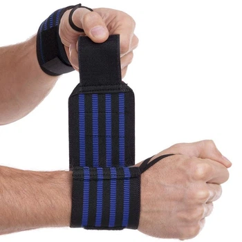 Бинты кистевые для жима STRENGTH WRIST WRAPS Zelart TA-4861 2шт синий-чорный