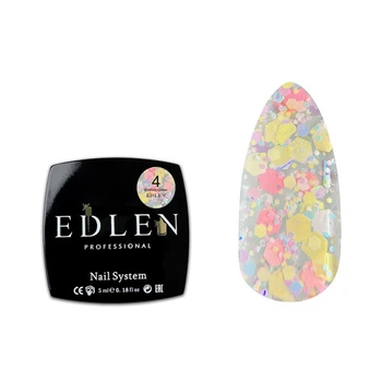 Гель-лак Edlen Professional Confetti Glitter 04 персиково-жовті голографічні блискітки та пластівці 5 мл