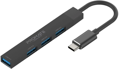 USB-С хаб Promate LiteHub-4 3xUSB 2.0 + USB 3.0 Black (litehub-4.black)