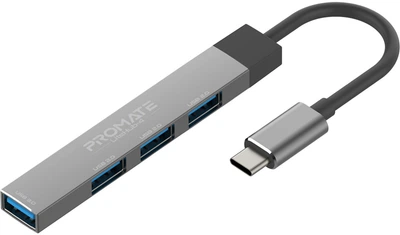 USB-С хаб Promate LiteHub-4 3xUSB 2.0 + USB 3.0 Grey (litehub-4.grey)