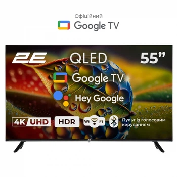 Телевізор 2E 55" QLED 4K 60Hz Smart Google TV Black