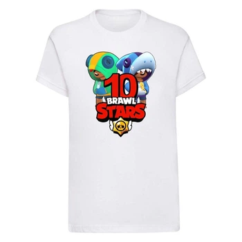 Футболка дитяча біла з принтом Brawl Stars 10 Бравл старс DM-19810 146 см