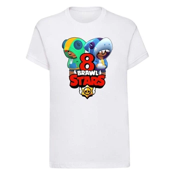 Футболка детская белая с принтом Brawl Stars 8 Бравл старс DM-1988 140 см