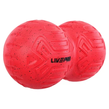 Мяч массажный двойной для МФР и самомассажа Duoball LivePRO Peanut massage ball LP8509 ø19,4см красный