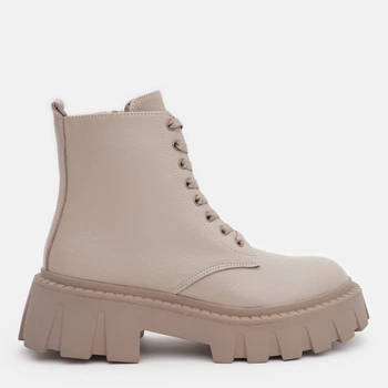 Женские демисезонные берцы кожаные высокие PARADIZE SHOES B-1014 37 24 см Бежевые (ROZ6501021850)