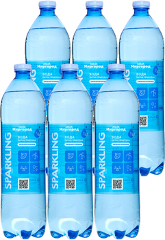 Упаковка води питної природної Aqua Миргород Sparkling сильногазована 1.0 л х 6 пляшок (4820010772775)