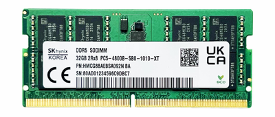 Оперативная память SK hynix SODIMM DDR5 32Gb 2Rx8 PC5-4800B-SB0-1010-XT HMCG88AEBSA092N BA