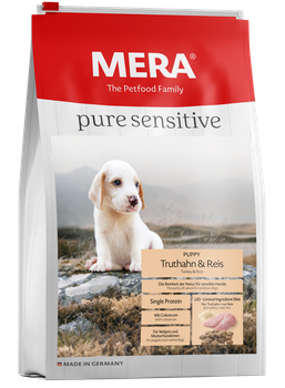 Сухой корм для щенков и кормящих собак с индейкой и рисом MERA pure sensitive Puppy turkey & rice 4 кг