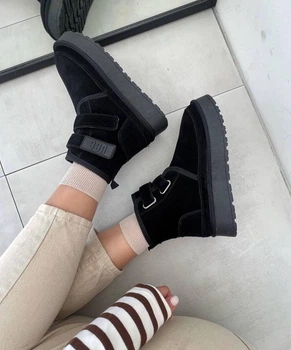 Жіночі угги UGG замшеві на липучках чорні 37