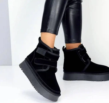Женские угги UGG замшевые на липучках черные 39