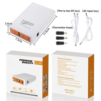 ИБП для роутера Mini UPS NEP QX-600 10400mAh, 25W, оптики, терминала, видеокамеры, 5V/9V/12V Белый + Блок питаний